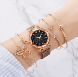 Conjunto Relógio estrelado + pulseiras